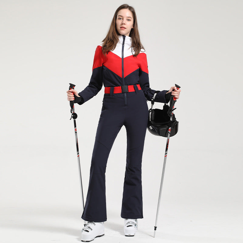 Strata Colorblock Belted One-Piece Ski Suit