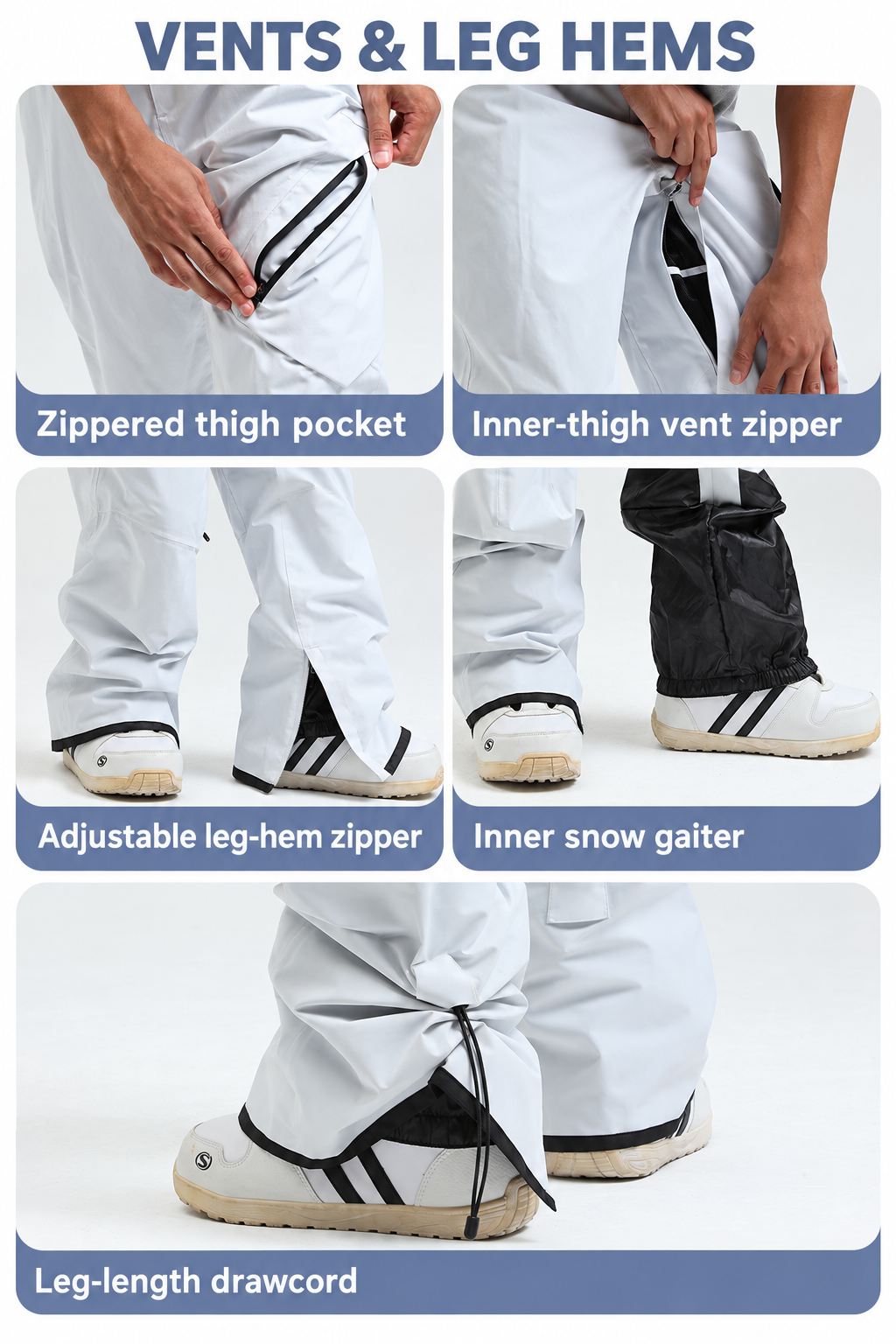 Summit High-Waist Utility Snow Pants — Waist and pocket details