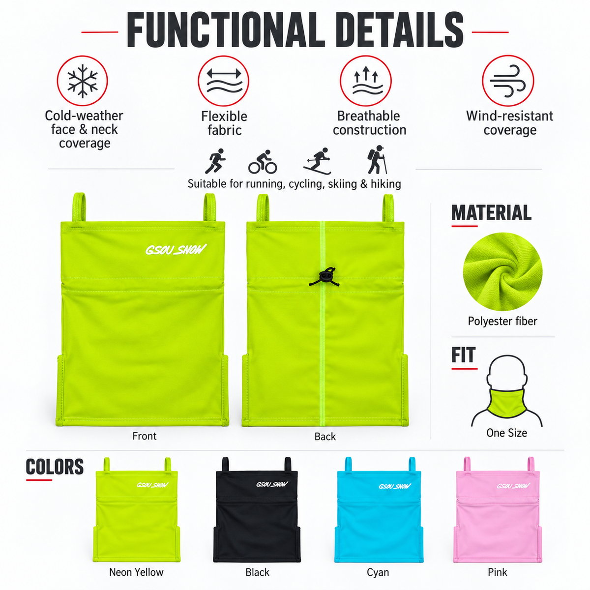 Summit Pullover Snow Face Cover — Functional details