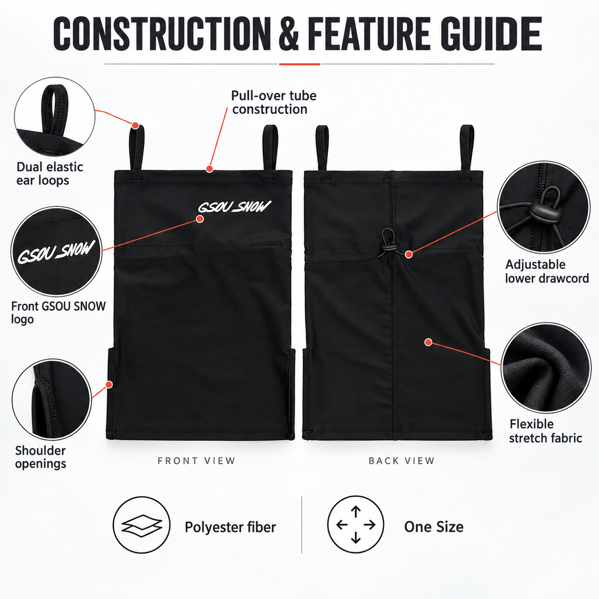 Summit Pullover Snow Face Cover — Construction overview