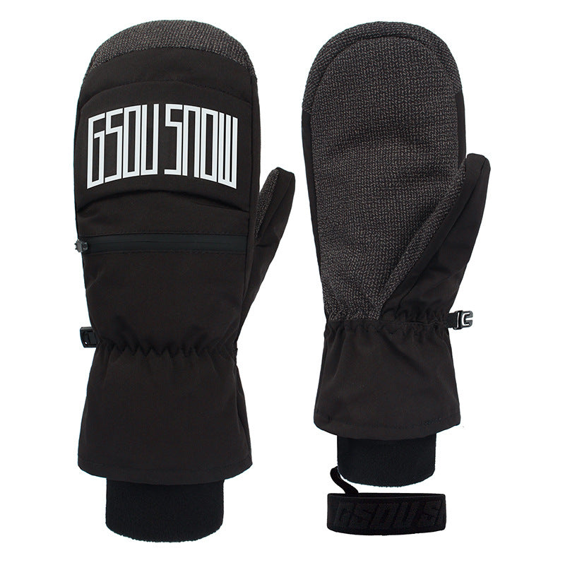 Summit Reinforced Snow Mittens — Black front color image
