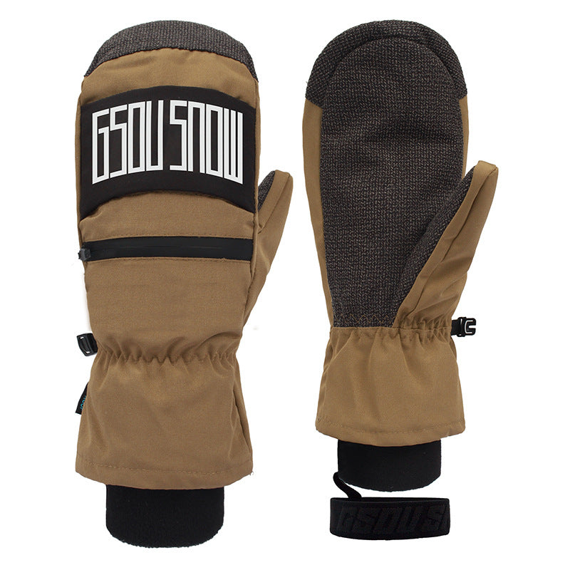 Summit Reinforced Snow Mittens — Brown front color image