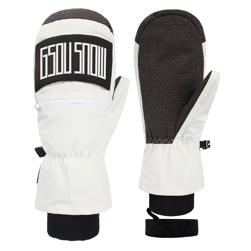 Summit Reinforced Snow Mittens — White front color image