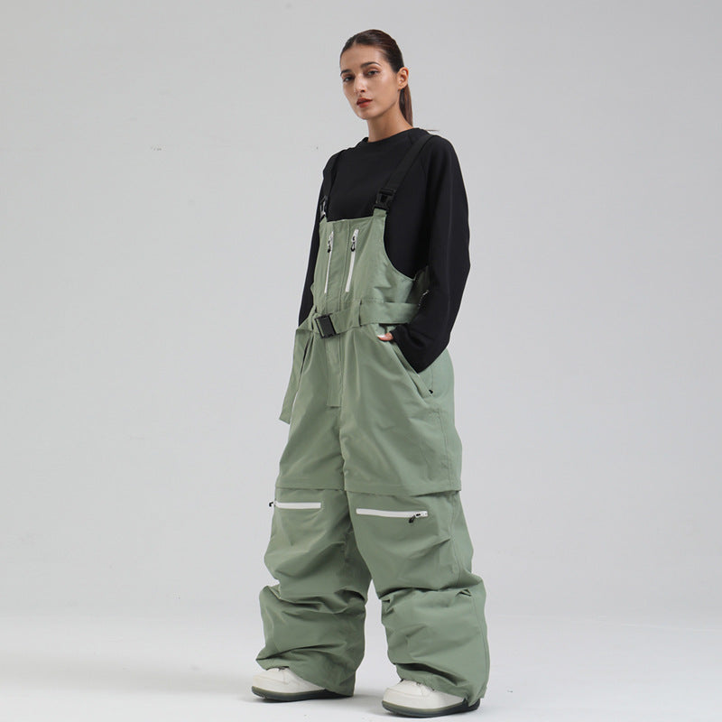 Switchback Zip-Off Snow Bibs — Army Green color image