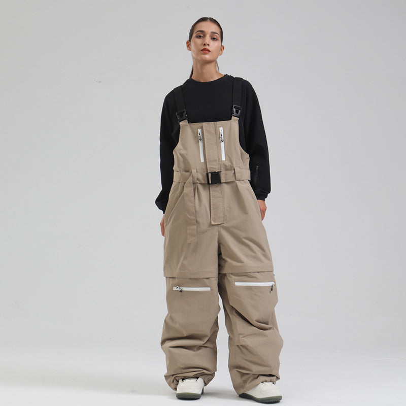 Switchback Zip-Off Snow Bibs — Dark Khaki color image