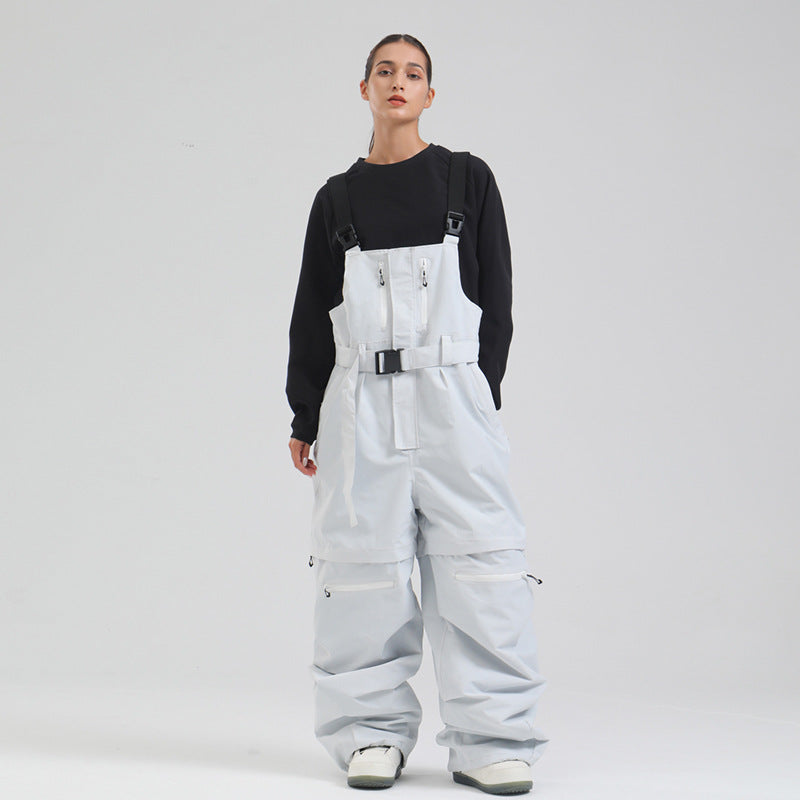 Switchback Zip-Off Snow Bibs — Light Gray color image