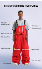 Switchback Zip-Off Snow Bibs — Construction overview