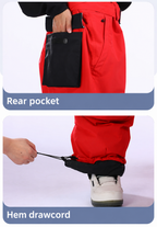 Switchback Zip-Off Snow Bibs — Rear pocket & hem adjustment