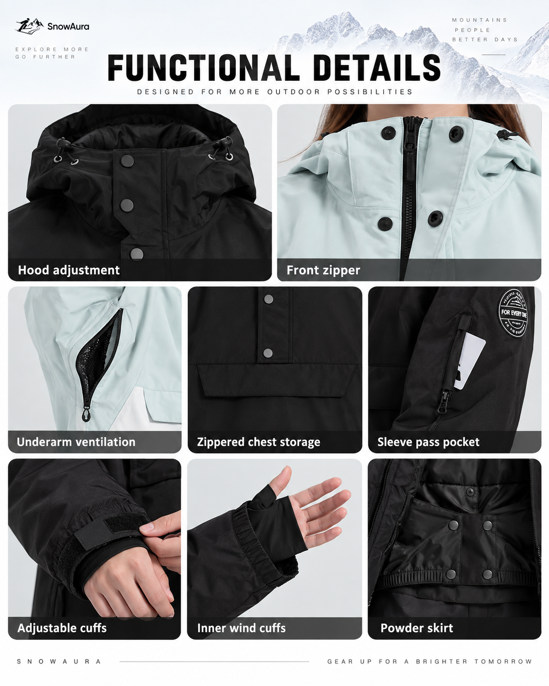 Terrain Colorblock Anorak Snow Jacket — Functional details