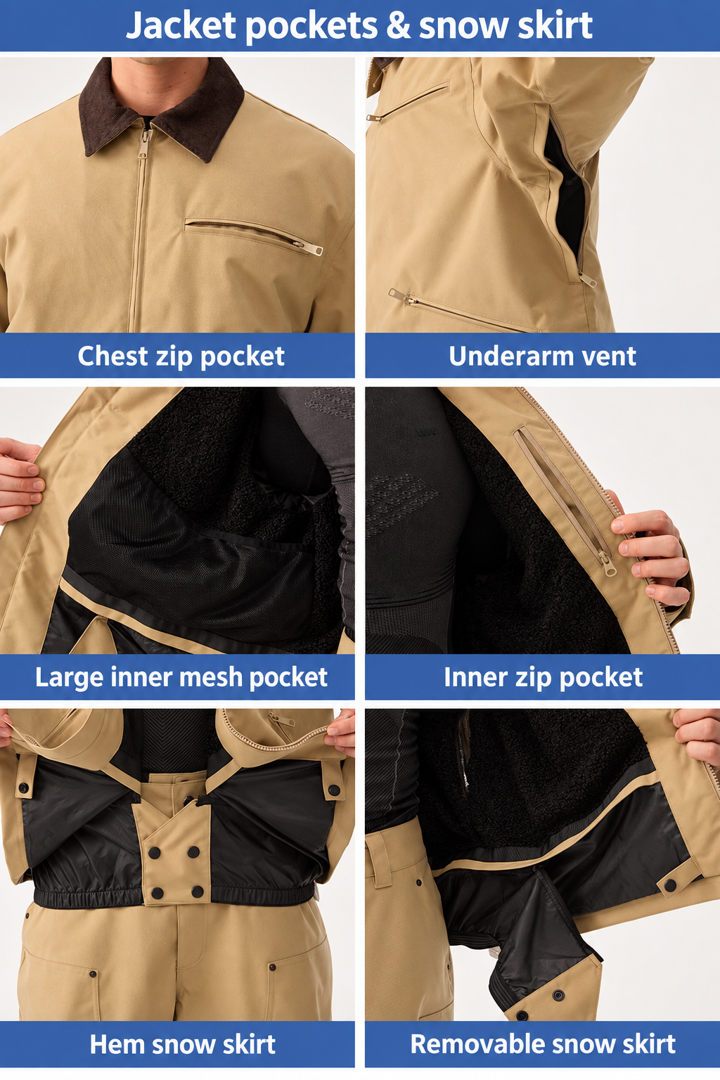 Terrain Retro Utility Snow Set — Jacket pockets & snow skirt