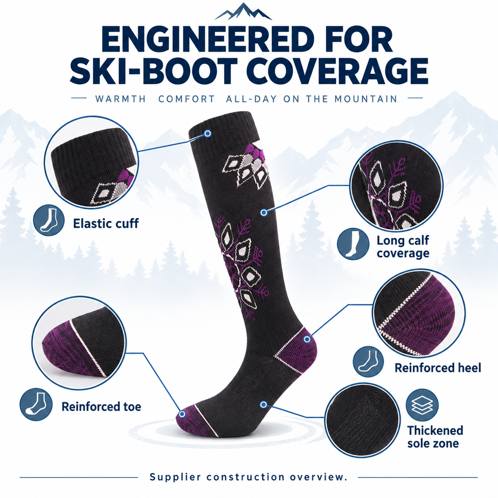 Thermal Knee-High Ski Socks — Ski-boot construction