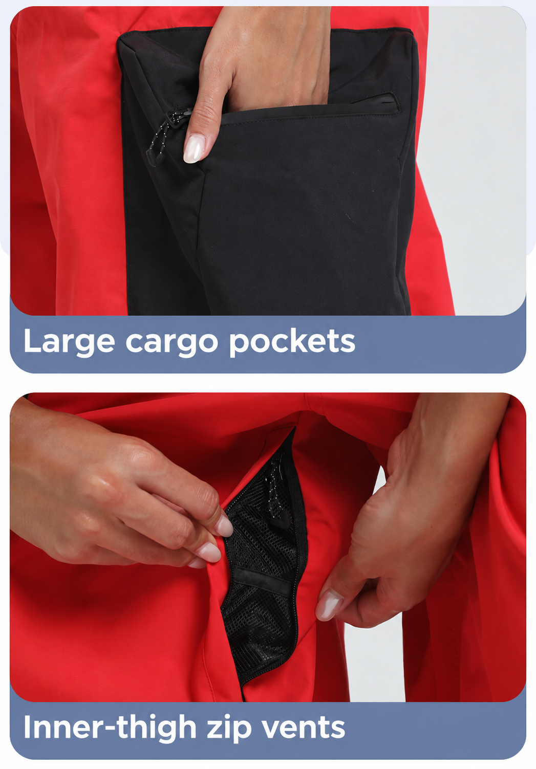 Utility Cargo Wide-Leg Snow Bib — Cargo pockets & vents