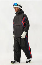 Vector Colorblock Pullover Snow Set in Black / Navy / Red, male model studio front three-quarter view